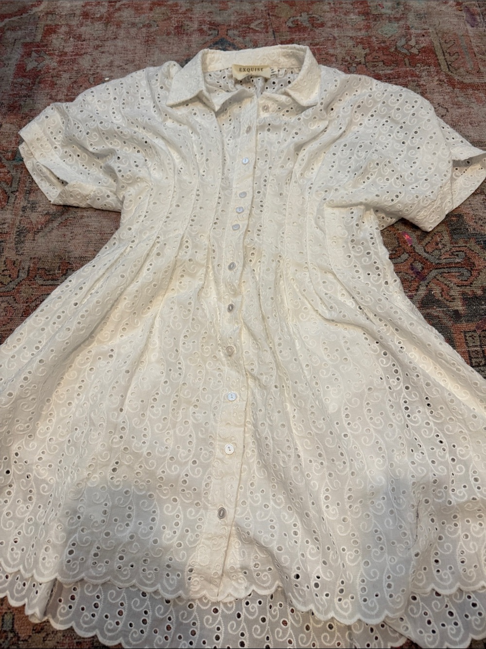 Anthropologie Tobie Eyelet Mini Shirt Dress by Exquise - Picture 3 of 4